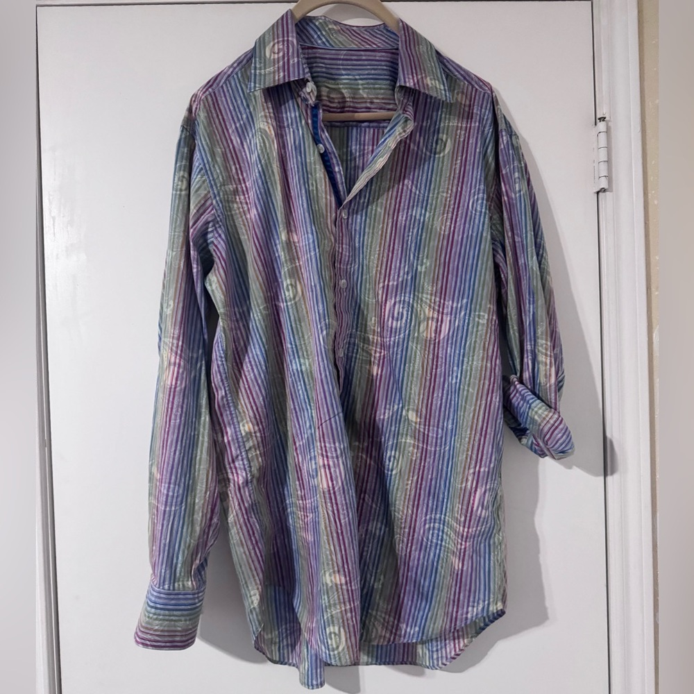 JOHNSTON & MURPHY Rainbow Colored W/Paisley Tailored Fit Long Sleeve